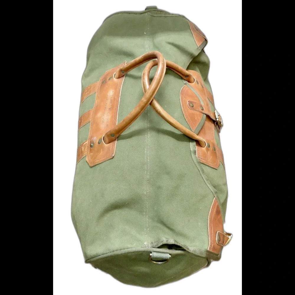 Vintage Orvis Canvas Leather Duffle Bag NO LABEL